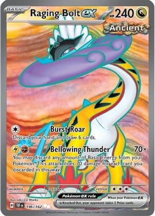 Raging Bolt ex - 196/162 — SV05: Temporal Forces Pokémon TCG card by aky CG Works