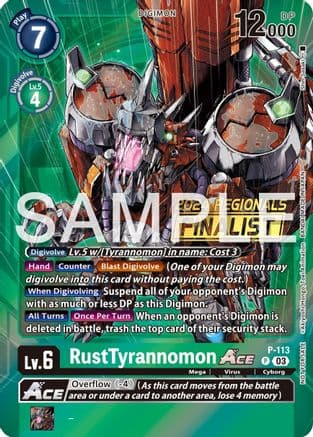 RustTyrannomon ACE - P-113 (2024 Regionals Finalist) — Digimon Promotion Cards