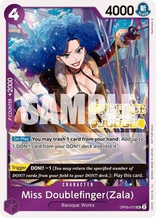 Miss Doublefinger(Zala) (Judge Pack Vol. 3) — One Piece Promotion Cards