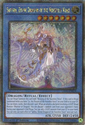 Saffira, Divine Dragon of the Voiceless Voice (Quarter Century Secret Rare) — Legacy of Destruction