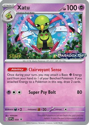 Xatu - 059 (Prerelease) [Staff] — SV: Scarlet & Violet Promo Cards Pokémon TCG card by GOSSAN