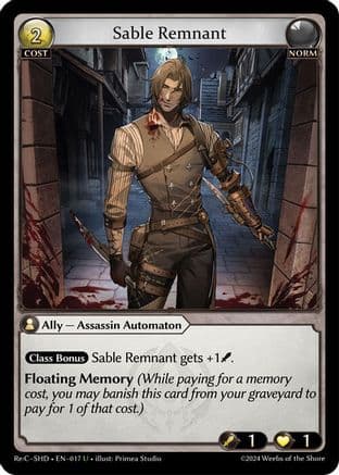 Sable Remnant — Tristan Re:Collection, Shadowdancer Grand Archive TCG card by Primea Studio