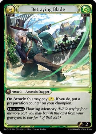 Betraying Blade — Tristan Re:Collection, Shadowdancer Grand Archive TCG card by Primea Studio