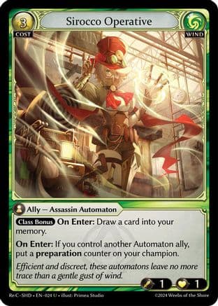 Sirocco Operative — Tristan Re:Collection, Shadowdancer Grand Archive TCG card by Primea Studio