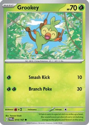 Grookey — SV06: Twilight Masquerade Pokémon TCG card by Tomomi Ozaki