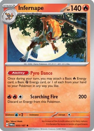 Infernape - 033/167 — SV06: Twilight Masquerade Pokémon TCG card by Takumi Wada