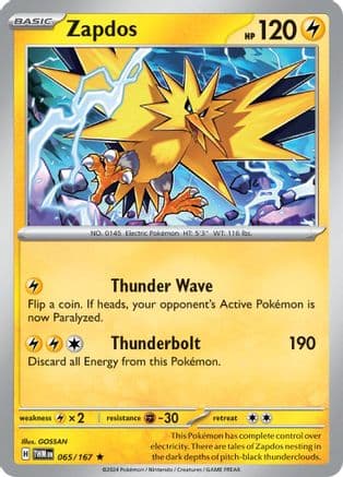 Zapdos — SV06: Twilight Masquerade Pokémon TCG card by GOSSAN