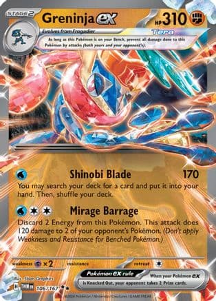 Greninja ex - 106/167 — SV06: Twilight Masquerade Pokémon TCG card by 5ban Graphics