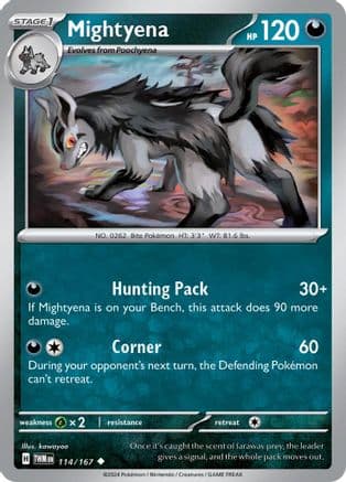 Mightyena — SV06: Twilight Masquerade Pokémon TCG card by kawayoo
