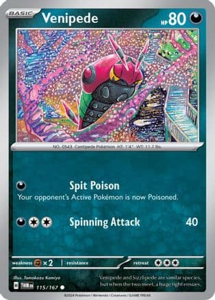 Venipede — SV06: Twilight Masquerade Pokémon TCG card by Tomokazu Komiya