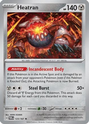 Heatran — SV06: Twilight Masquerade Pokémon TCG card by AKIRA EGAWA