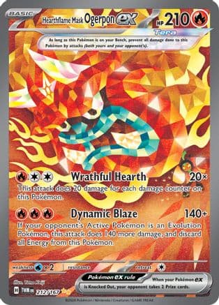 Hearthflame Mask Ogerpon ex - 212/167 — SV06: Twilight Masquerade Pokémon TCG card by Yano Keiji