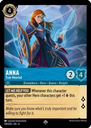 Anna - True-Hearted — Ursula's Return Disney Lorcana card by Leonardo Giammichele