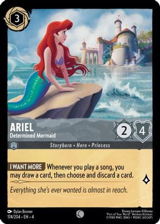 Ariel - Determined Mermaid — Ursula's Return Disney Lorcana card by Dylan Bonner
