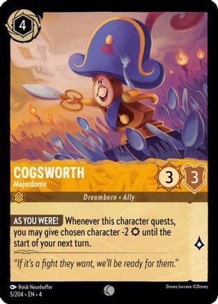 Cogsworth - Majordomo — Ursula's Return Disney Lorcana card by Heidi Neunhoffer