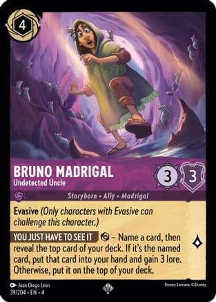 Bruno Madrigal - Undetected Uncle — Ursula's Return Disney Lorcana card by Juan Diego Leon