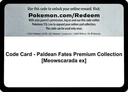 Code Card - Paldean Fates Premium Collection [Meowscarada ex] — SV: Paldean Fates