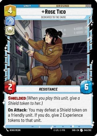 Rose Tico - Dedicated to the Cause — Shadows of the Galaxy Star Wars: Unlimited card by Denis Medri