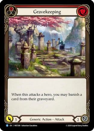 Gravekeeping (Red) — Part the Mistveil Flesh and Blood card by Sebastian Castagner