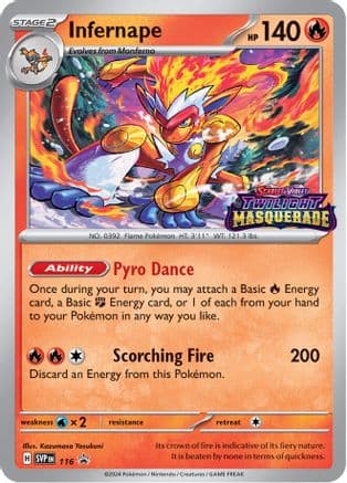 Infernape - 116 — SV: Scarlet & Violet Promo Cards Pokémon TCG card by Kazumasa Yasukuni