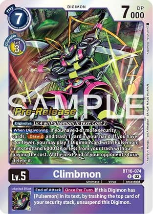 Climbmon — Beginning Observer Pre-Release Cards Digimon Card Game card by Akiyoshi Hongo, Toei Animation