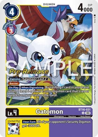 Gatomon — Beginning Observer Pre-Release Cards Digimon Card Game card by Akiyoshi Hongō, Toei Animation