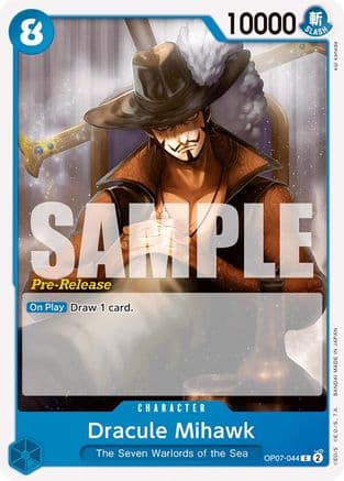 Dracule Mihawk — 500 Years in the Future Pre-Release Cards One Piece Card Game card by eiji kaneda