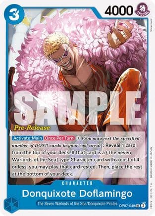 Donquixote Doflamingo — 500 Years in the Future Pre-Release Cards One Piece Card Game card by Morechand