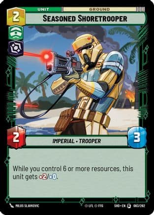 Seasoned Shoretrooper — Shadows of the Galaxy Star Wars: Unlimited card by Milos Slavkovic