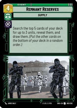 Remnant Reserves — Shadows of the Galaxy Star Wars: Unlimited card by James Daly