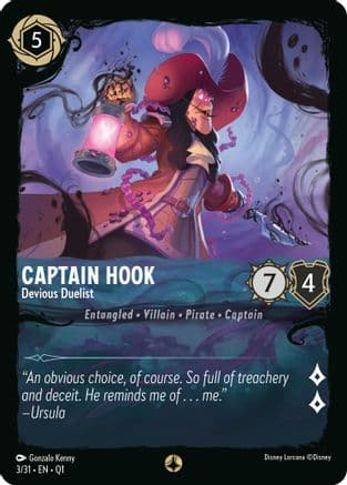 Captain Hook - Devious Duelist — Illumineer's Quest: Deep Trouble Disney Lorcana card by Gonzalo Kenny