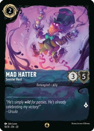 Mad Hatter - Sinister Host — Illumineer's Quest: Deep Trouble Disney Lorcana card by John Loren