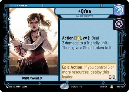 Qi'ra - I Alone Survived — Shadows of the Galaxy Star Wars: Unlimited card by Gretel Nancy Lusky