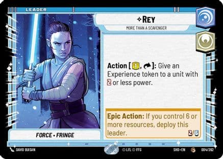 Rey - More Than a Scavenger — Shadows of the Galaxy Star Wars: Unlimited card by David Buisan