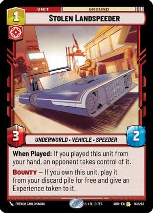 Stolen Landspeeder — Shadows of the Galaxy Star Wars: Unlimited card by French Carlomagno