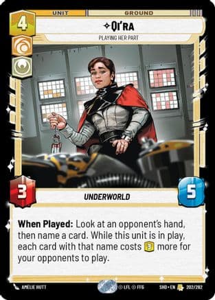 Qi'ra - Playing Her Part — Shadows of the Galaxy Star Wars: Unlimited card by Amélie Hutt