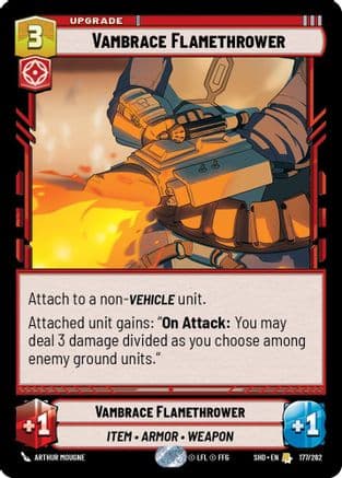 Vambrace Flamethrower — Shadows of the Galaxy Star Wars: Unlimited card by Arthur Mougne