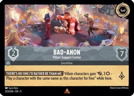 Bad-Anon - Villain Support Center — Shimmering Skies Disney Lorcana card by Saulo Nate