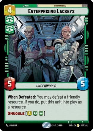 Enterprising Lackeys — Shadows of the Galaxy Star Wars: Unlimited card by Amad Mir