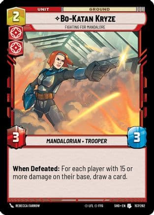 Bo-Katan Kryze - Fighting For Mandalore — Shadows of the Galaxy Star Wars: Unlimited card by Rebecca Farrow