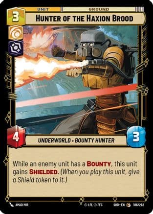 Hunter of the Haxion Brood — Shadows of the Galaxy Star Wars: Unlimited card by Amad Mir