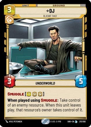 DJ - Blatant Thief — Shadows of the Galaxy Star Wars: Unlimited card by Kyle Petchock