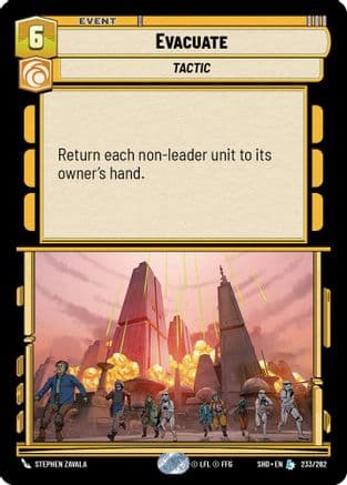 Evacuate — Shadows of the Galaxy Star Wars: Unlimited card by Stephen Zavala
