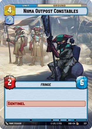 Niima Outpost Constables (Hyperspace) — Shadows of the Galaxy Star Wars: Unlimited card by MARC SASSO
