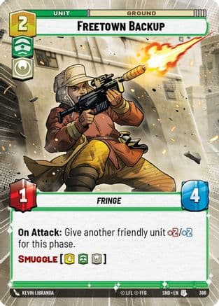 Freetown Backup (Hyperspace) — Shadows of the Galaxy Star Wars: Unlimited card by KEVIN LIBRANDA