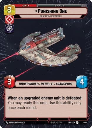 Punishing One - Dengar's Jumpmaster (Hyperspace) — Shadows of the Galaxy Star Wars: Unlimited card by Fernando Correa
