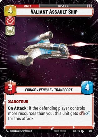 Valiant Assault Ship (Hyperspace) — Shadows of the Galaxy Star Wars: Unlimited card by Christian Papasodaro