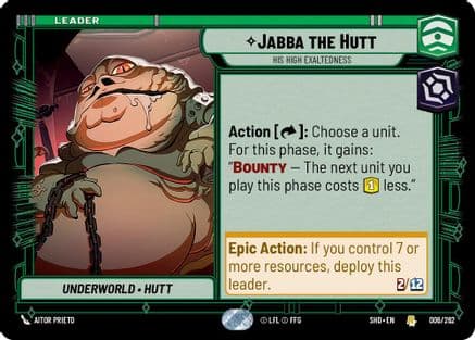 Jabba the Hutt - His High Exaltedness — Shadows of the Galaxy Star Wars: Unlimited card by Aitor Prieto