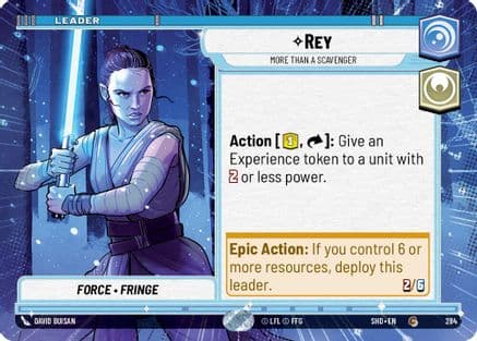 Rey - More Than a Scavenger (Hyperspace) — Shadows of the Galaxy Star Wars: Unlimited card by David Buisan