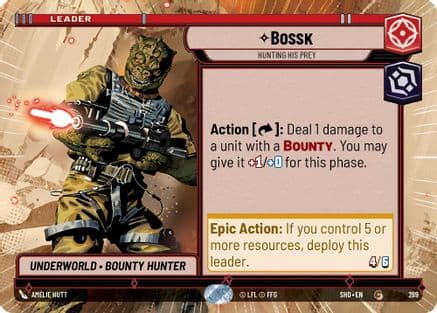 Bossk - Hunting His Prey (Hyperspace) — Shadows of the Galaxy Star Wars: Unlimited card by Amlie Hutt